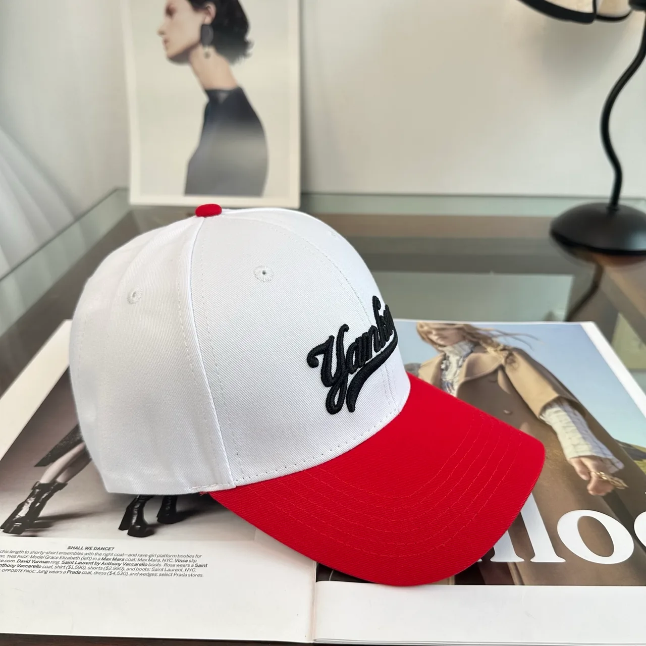 Yankees-Script Colorblock Baseball Cap in Grey & Blue & Brown & White · view 3
