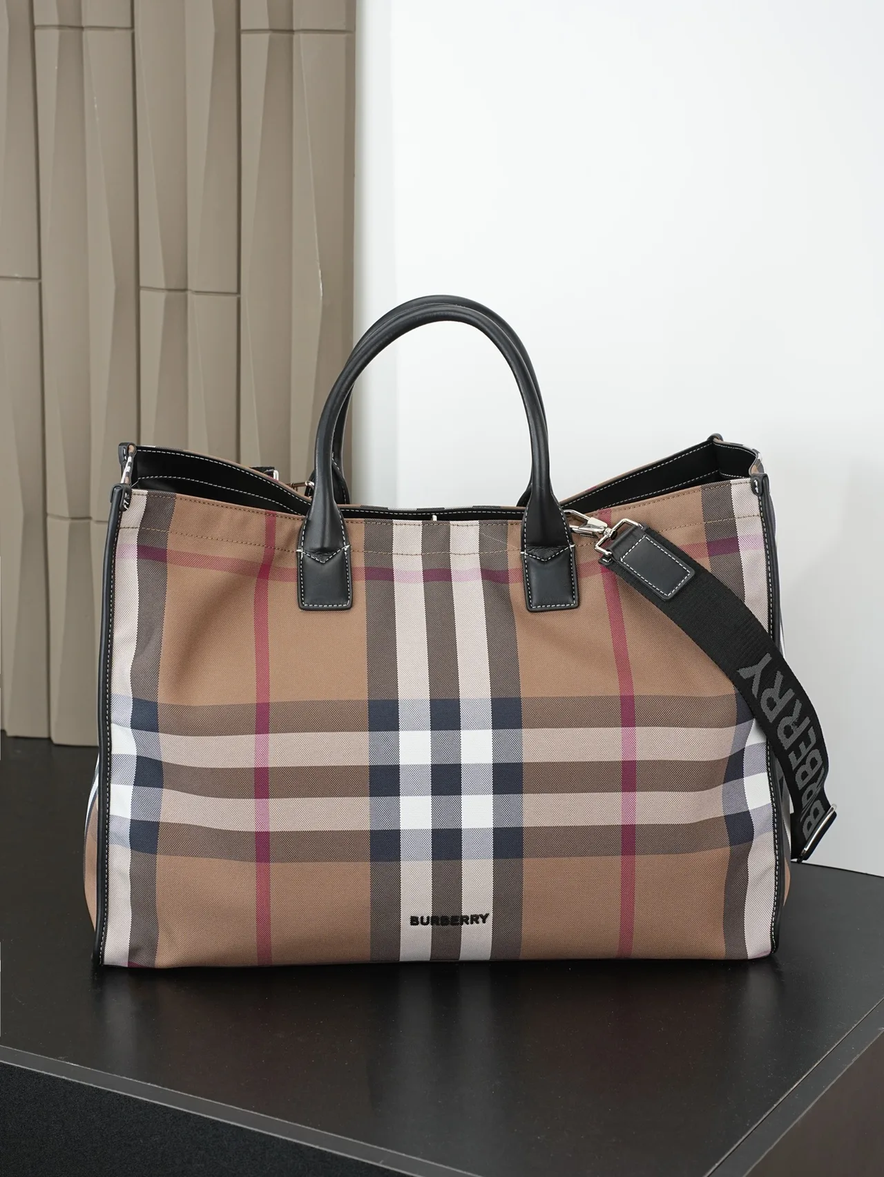 Burberry Check Tote in Beige · view 1
