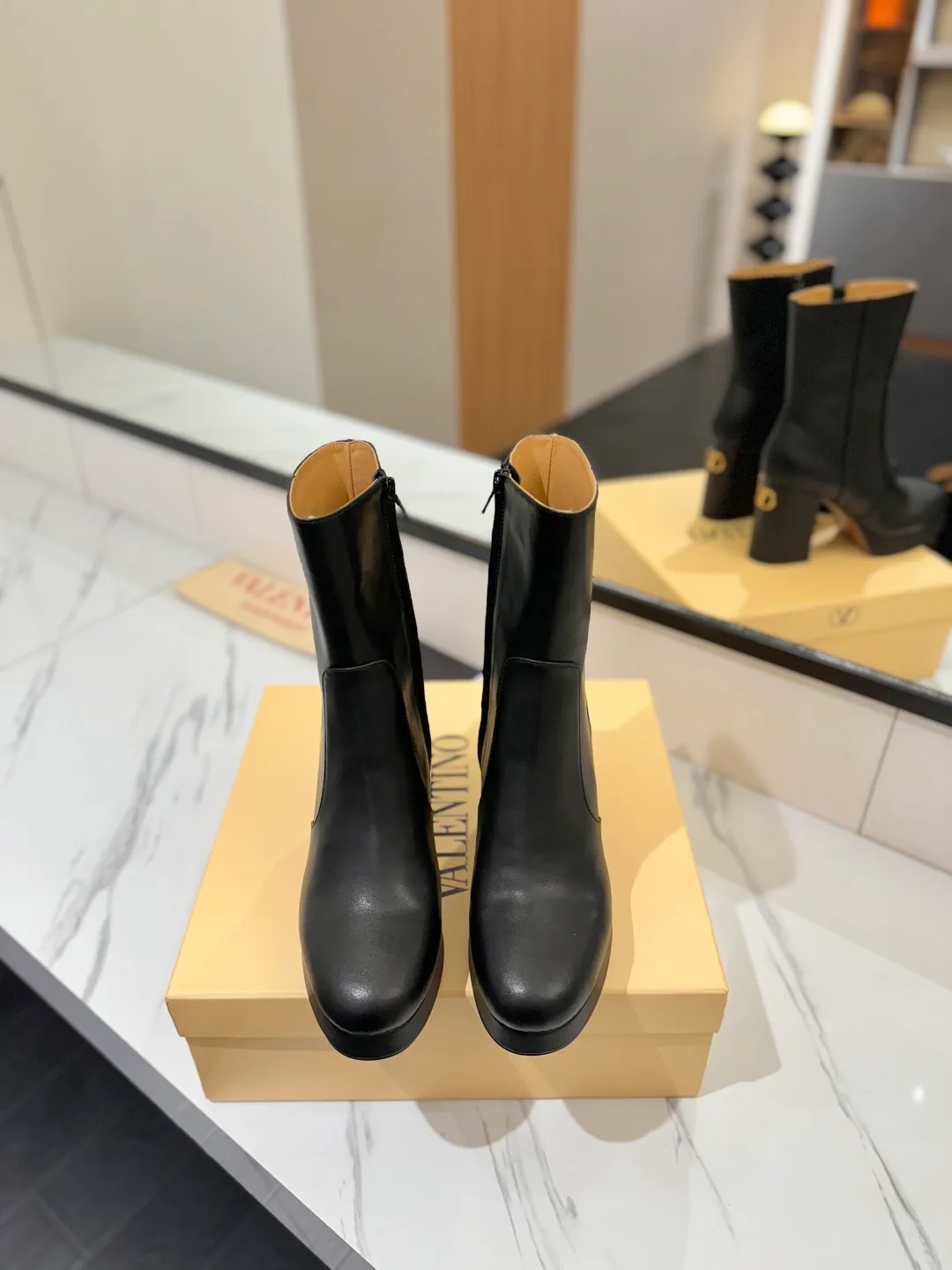 Valentino Cowhide Boots in Black · view 3