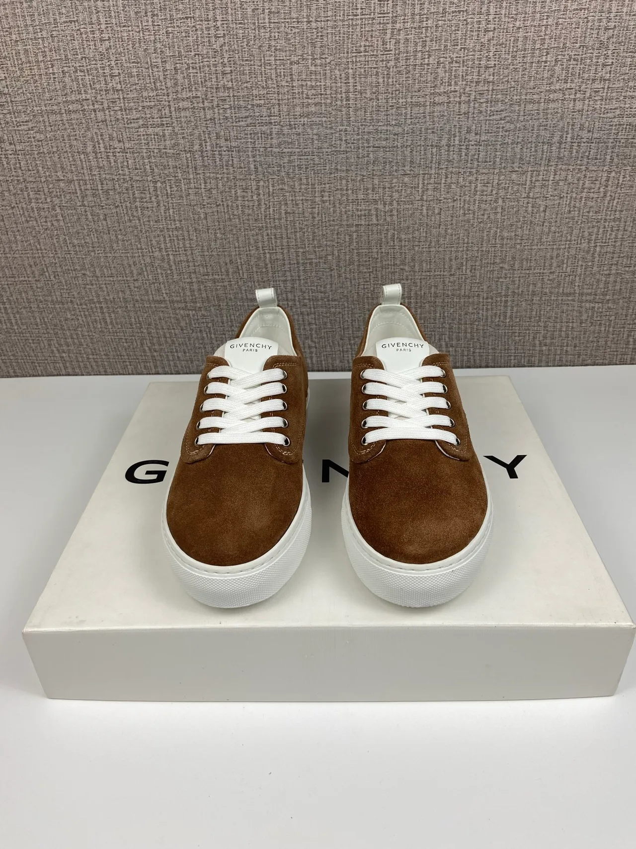 Givenchy Cowhide Suede-Look New City Sneakers in Brown · view 1