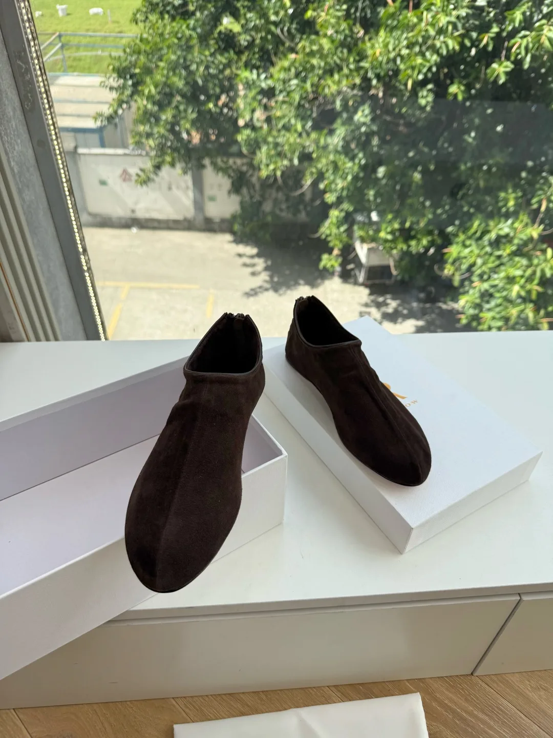 The Row Smooth Round-Toe Slip-On Flats in Brown · view 4