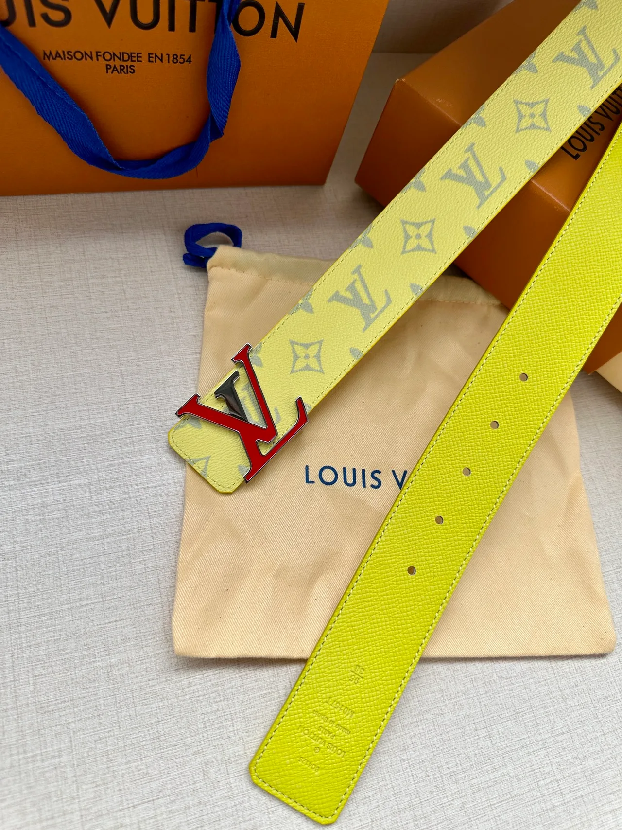 Louis Vuitton Canvas Belt in Yellow · view 2