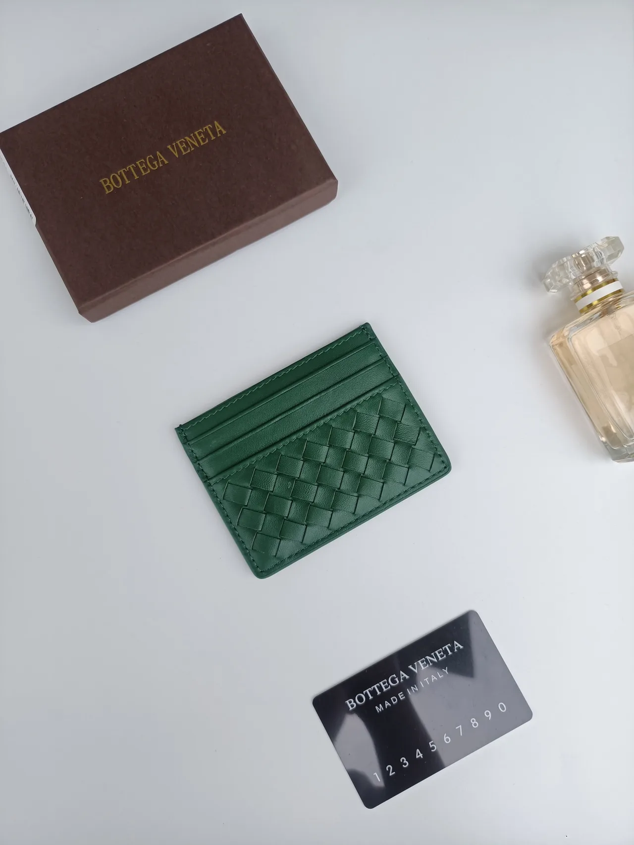 Bottega Veneta Woven Cardholder in Green · view 4
