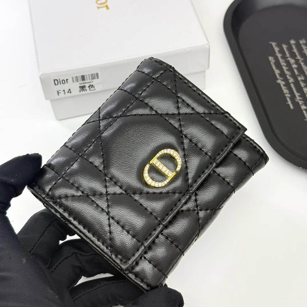 Dior Sheepskin Quilted Glossy Wallet in Black · view 3