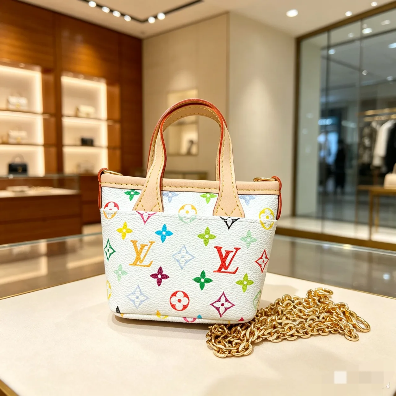 Louis Vuitton Monogram Mini Tote in Brown & White · view 4