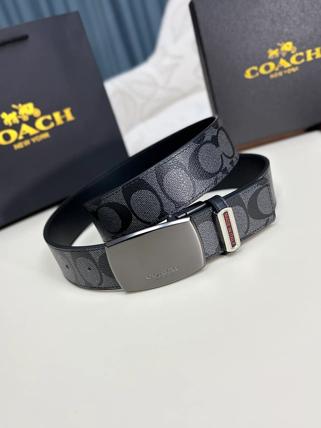 Coach Glossy Belt in Grey · view 2