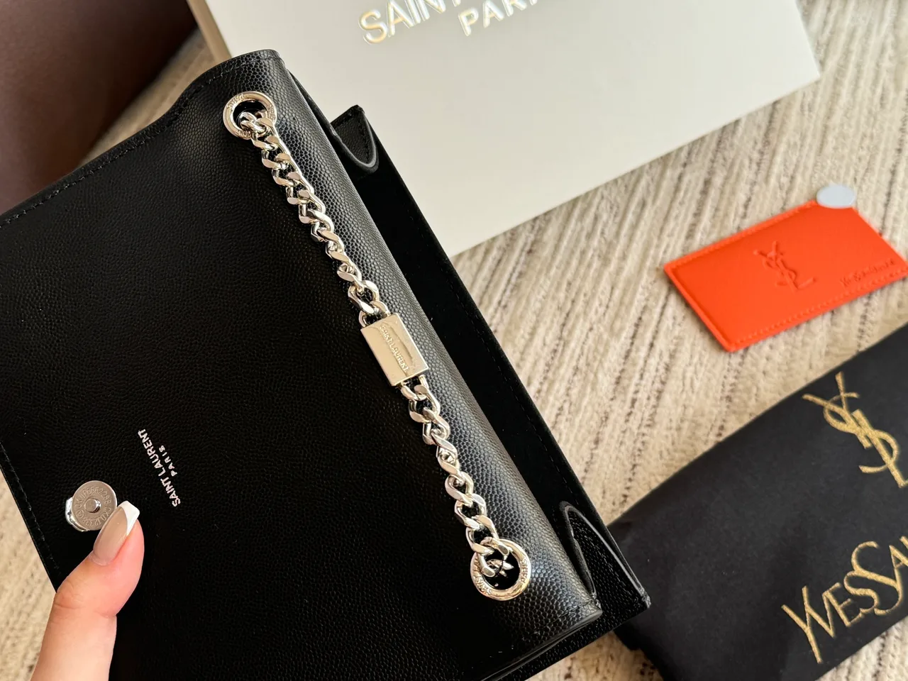 Saint Laurent Kate Chain-Strap Shoulder Bag in Black · view 8