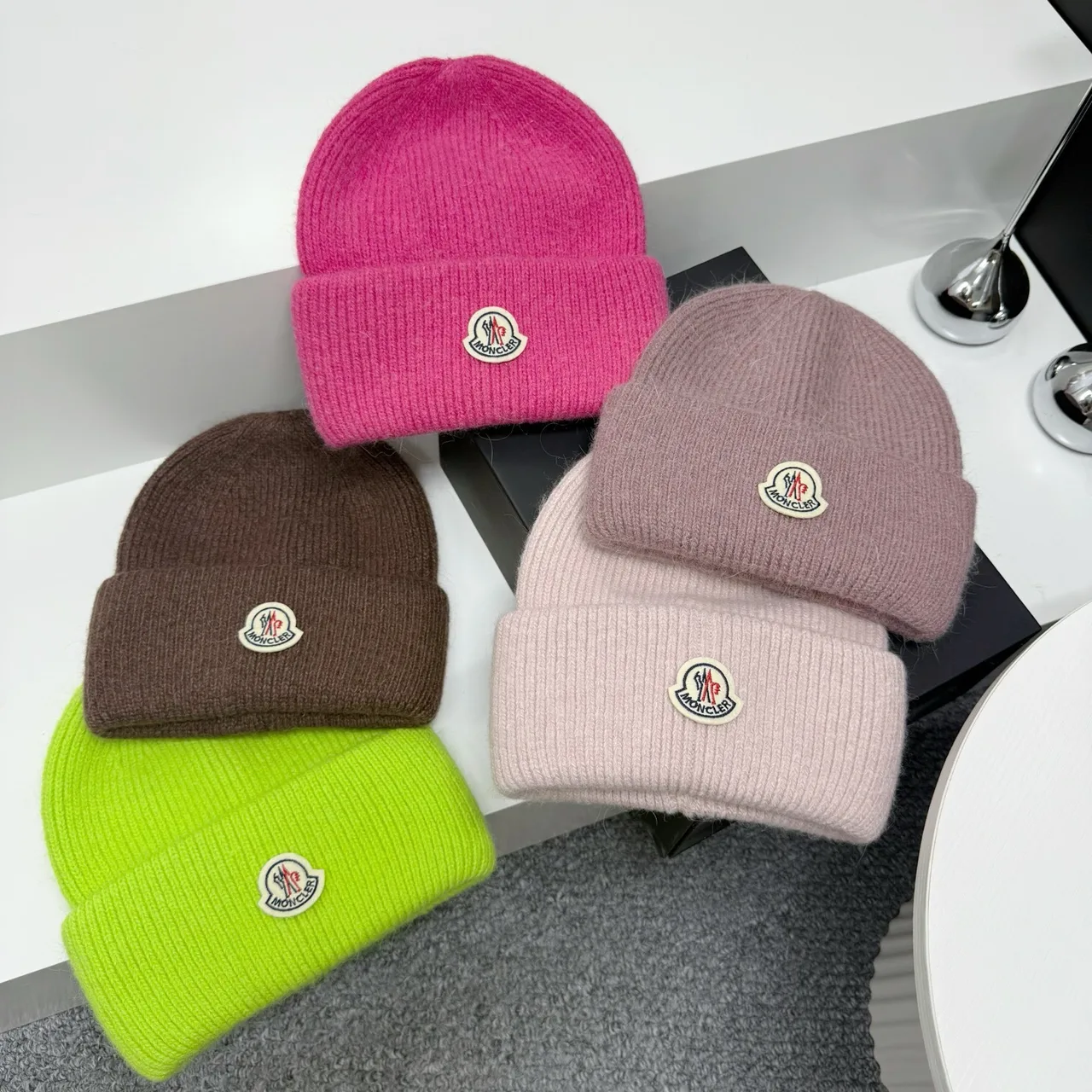 Moncler Beanie in Grey & Purple & Yellow & White & Blue & Pink & Green & Beige & Brown & Red & Black & Burgundy · view 4