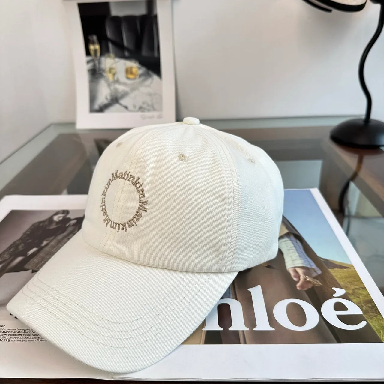 Matin Kim Cotton Embroidered Baseball Cap in White · view 3