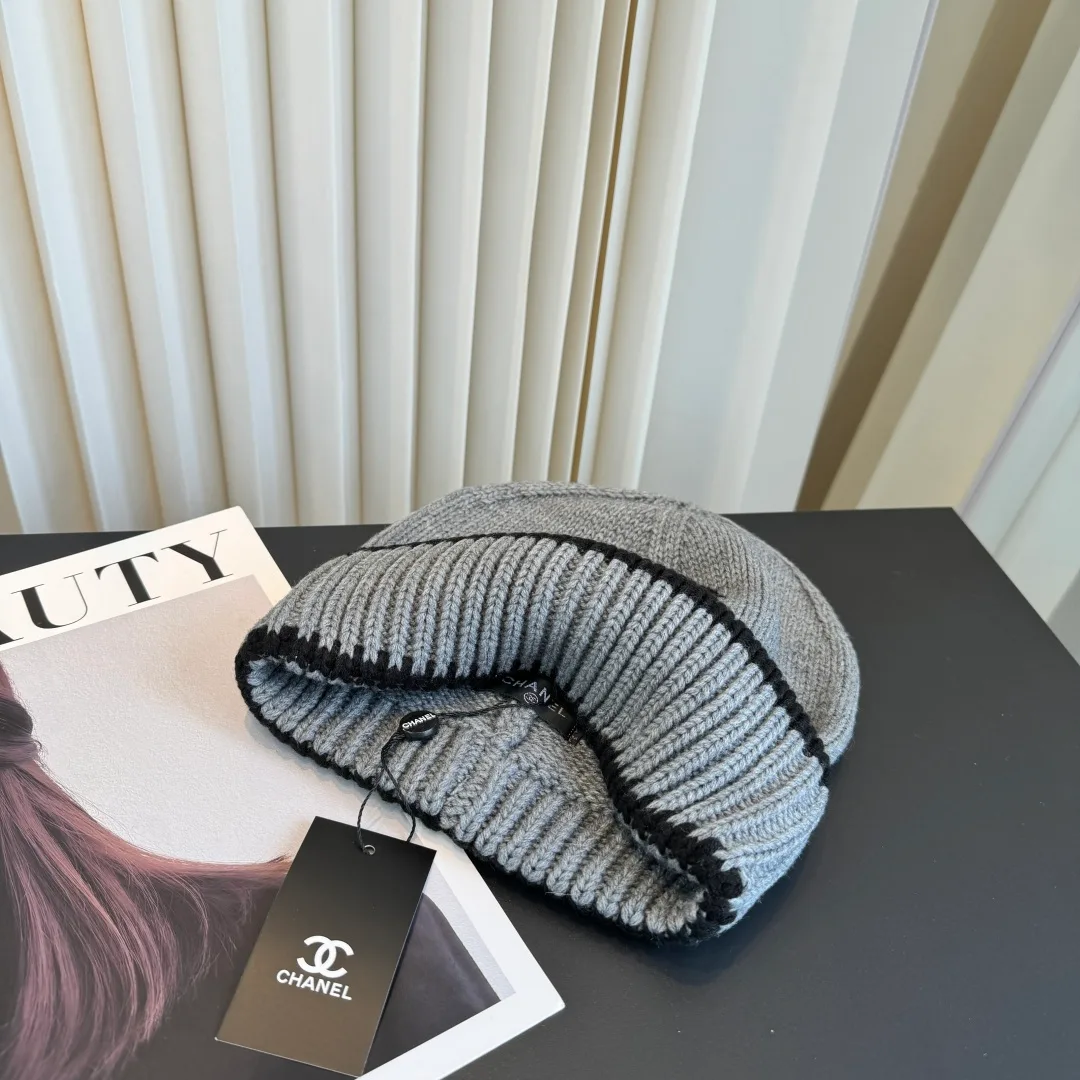 Chanel Ribbed Beanie in Grey · view 8