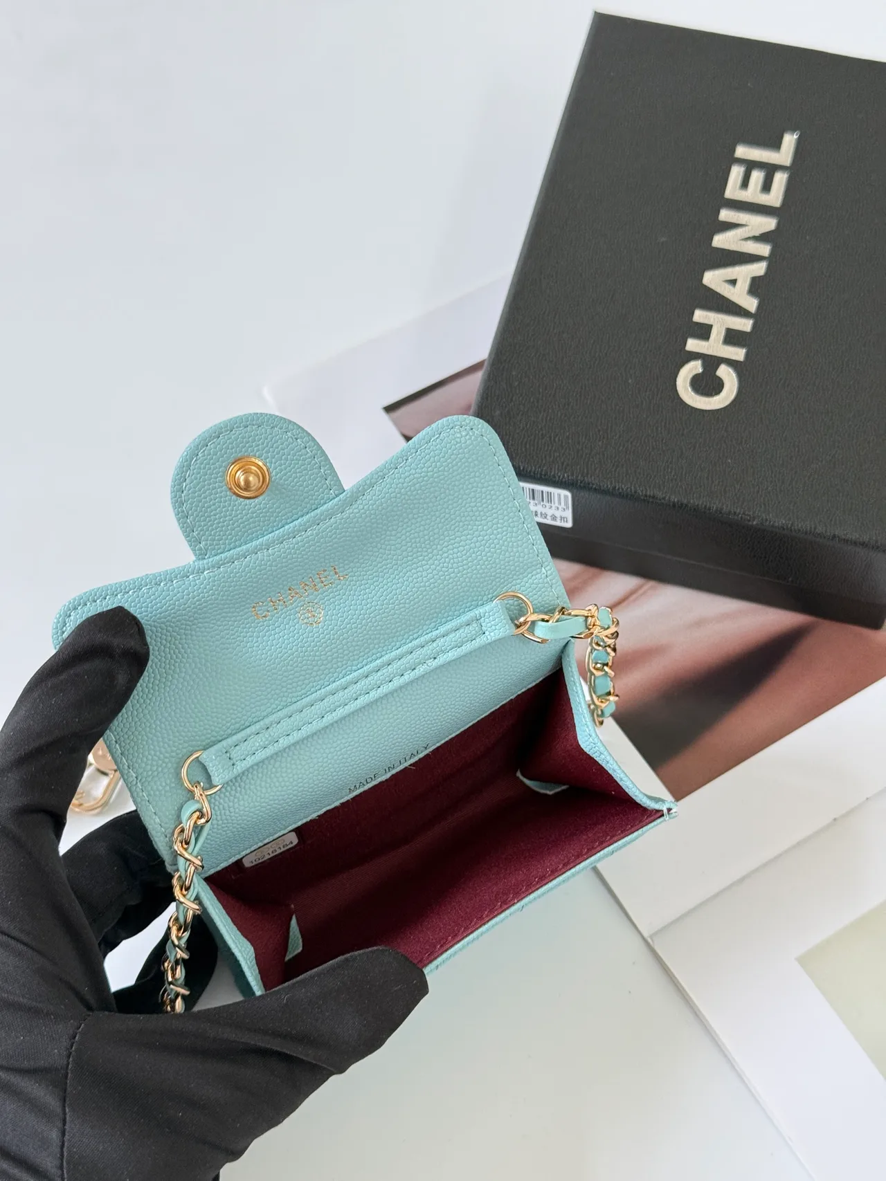 Chanel Quilted Wallet in Blue · view 6