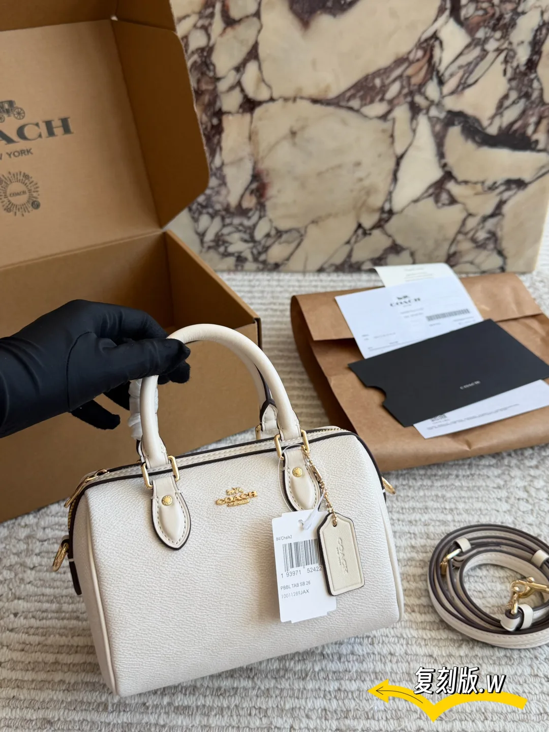 Coach Mini Rowan Satchel in Beige & White & Tan & Black · view 2