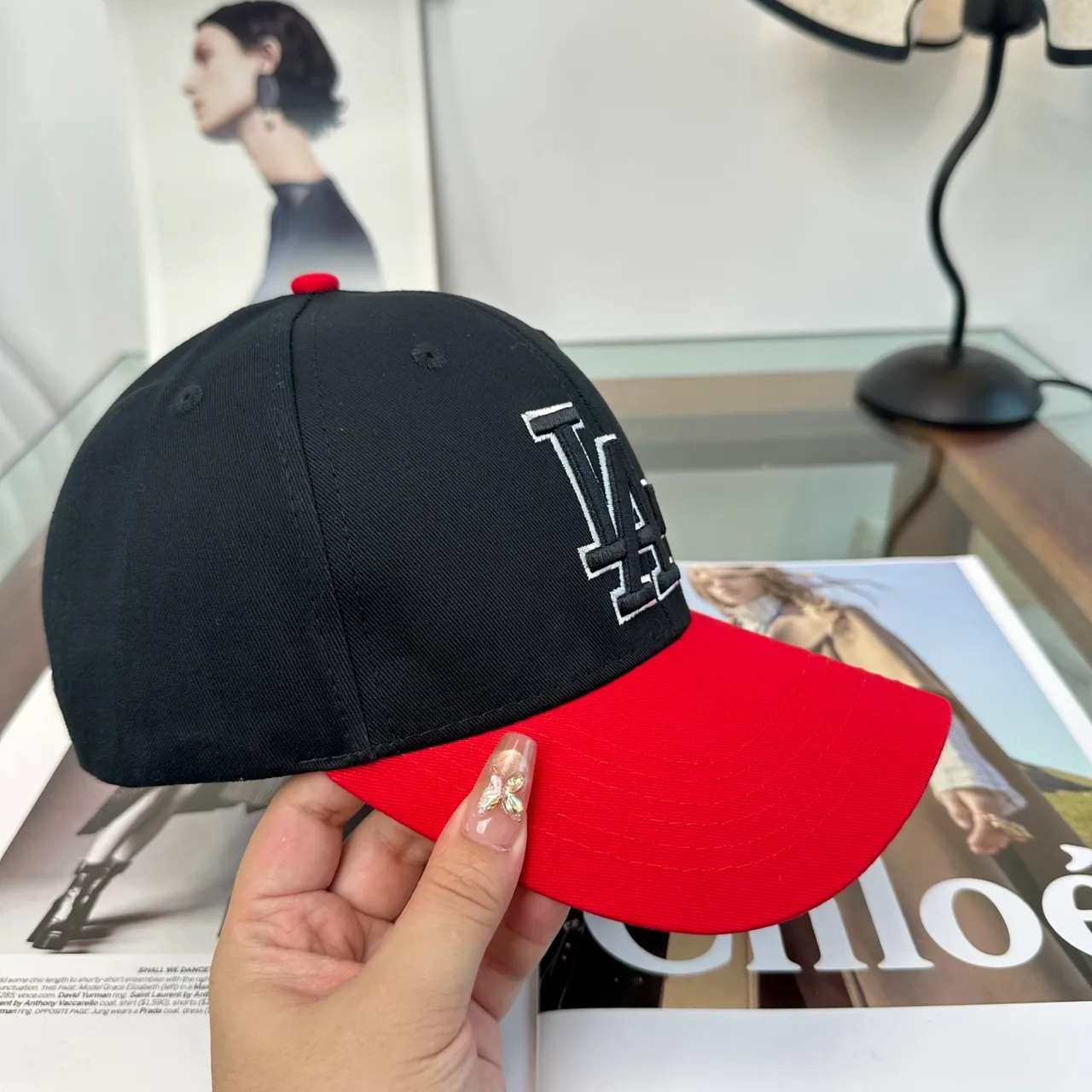 LA Letter Colorblock Baseball Cap in Grey & Brown & Black & Blue · view 6
