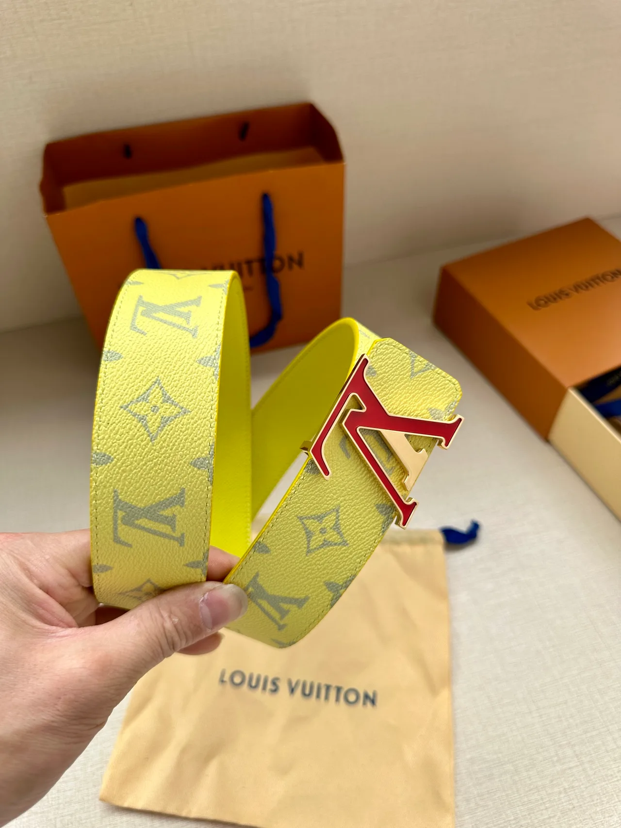 Louis Vuitton Canvas Belt in Yellow · view 4