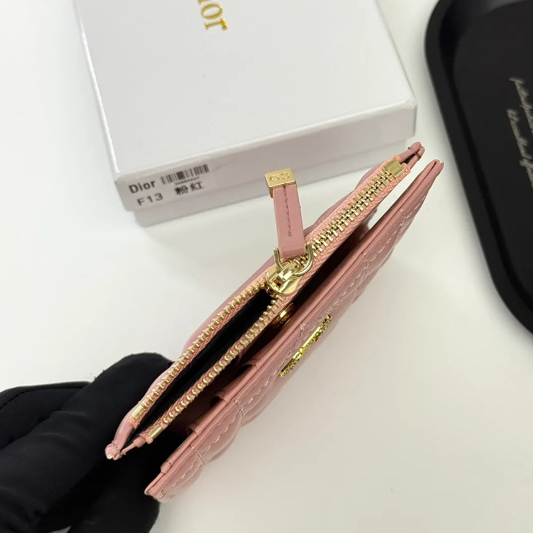 Dior Lambskin Quilted Wallet in Pink · view 6
