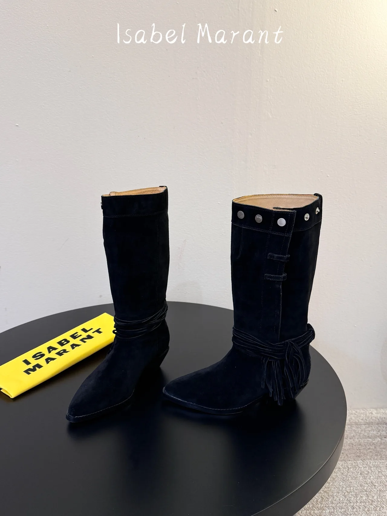 Isabel Marant Suede Suede-Look Pointed-Toe Knee-High Boots in Black · view 3