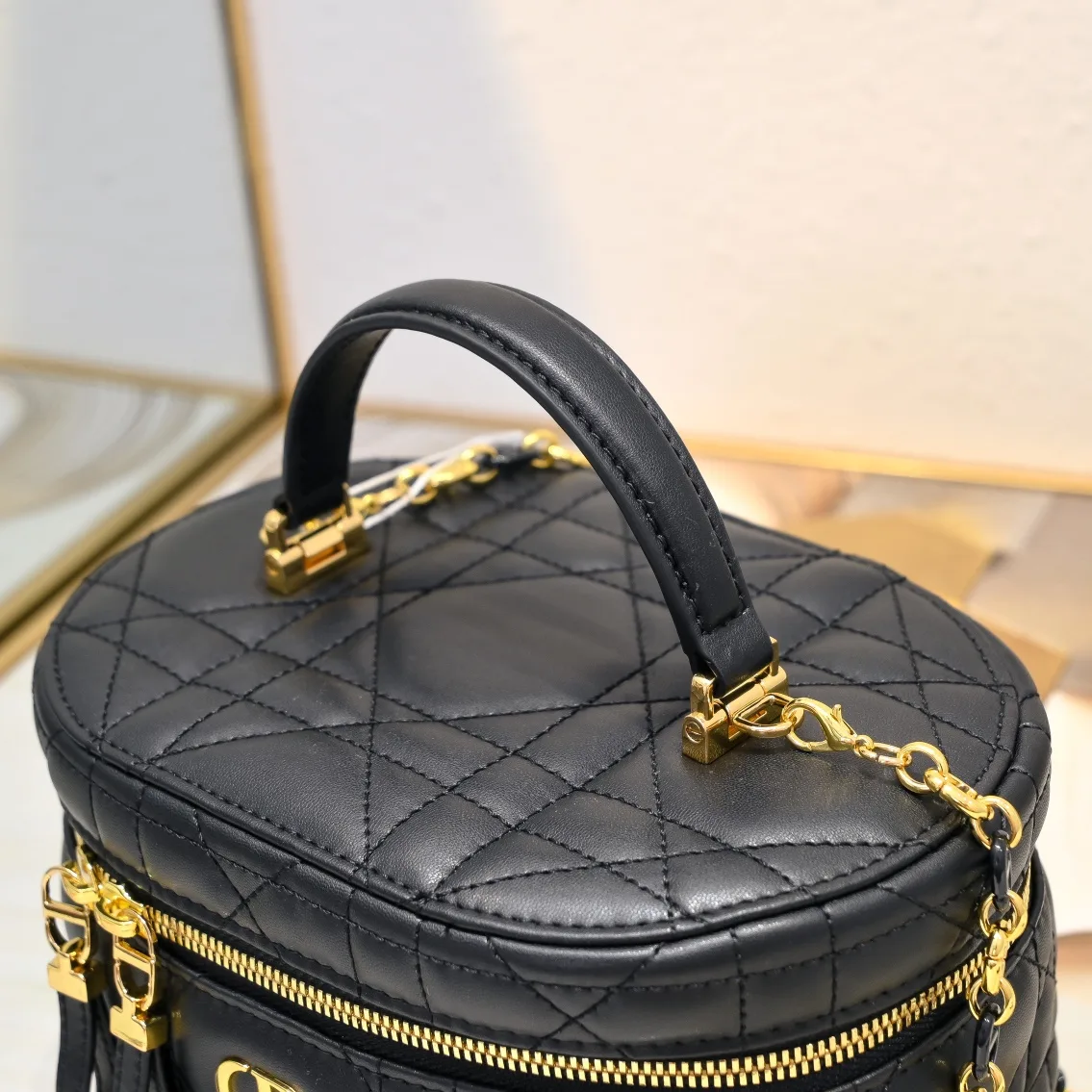 Dior Quilted Cannage Vanity Case in Black · view 4