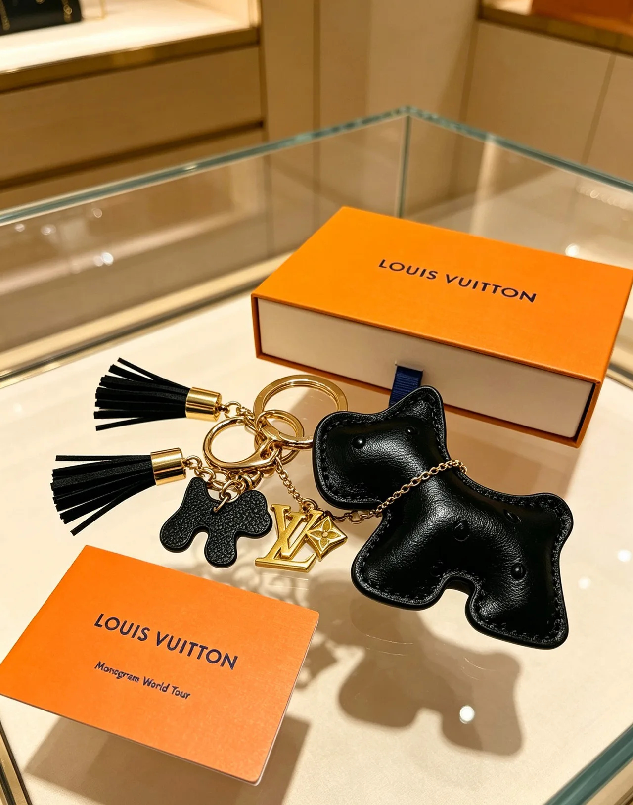 Louis Vuitton Dog Keychain in Black · view 2