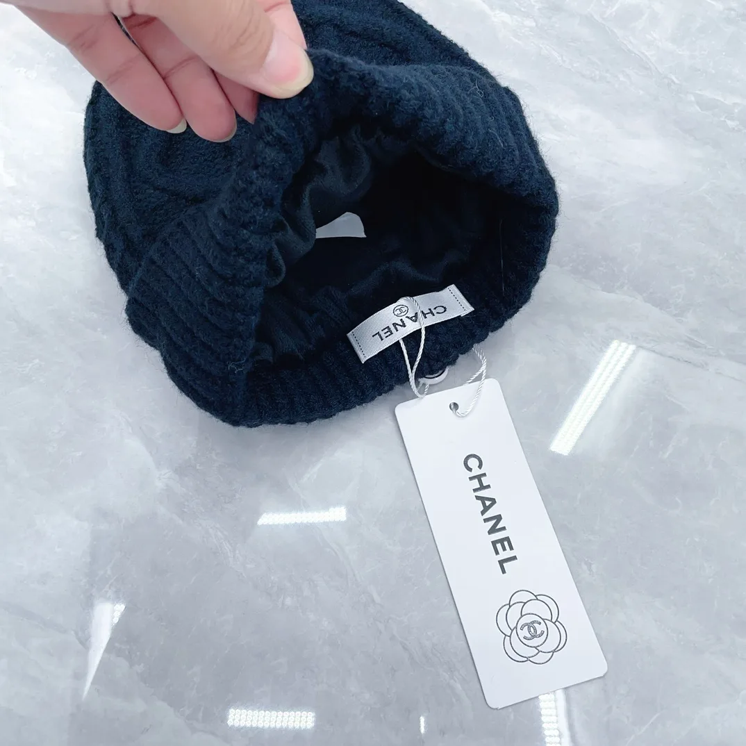 Chanel Wool Smooth Hat Scarf and Gloves Set in Blue · view 6