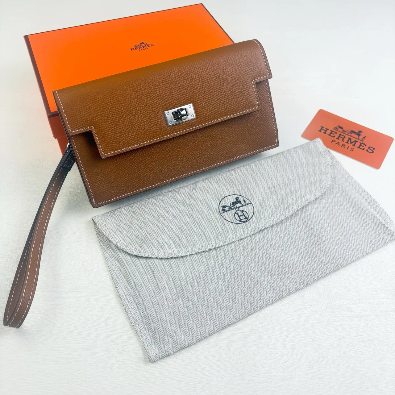 Hermes Wristlet Wallet in Orange & Blue & Grey & Black & White & Brown & Red · view 6