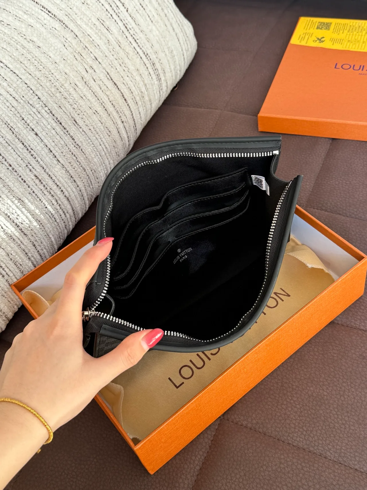 Louis Vuitton Check Zip Pouch in Grey · view 8