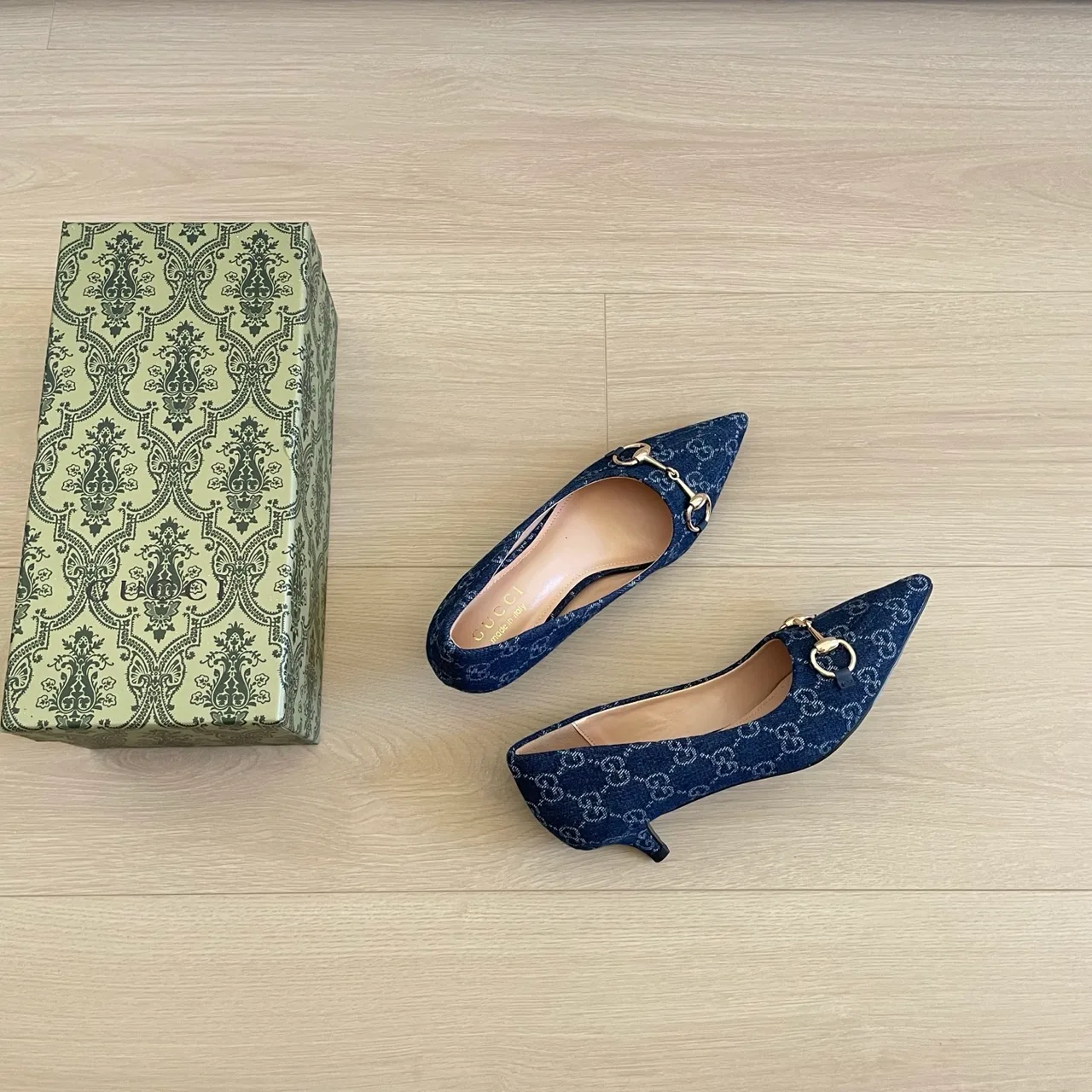 Gucci Monogram Kitten Heel Pumps in Blue · view 6