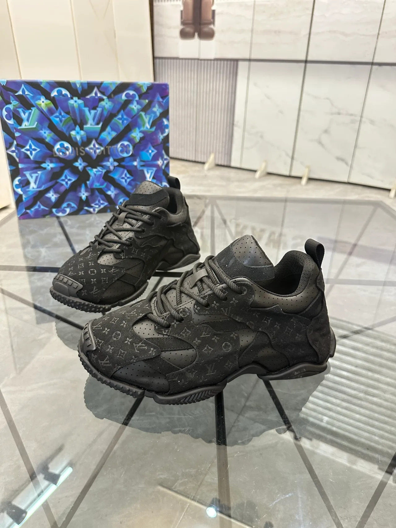 Louis Vuitton Cowhide Sneakers in Black · view 2