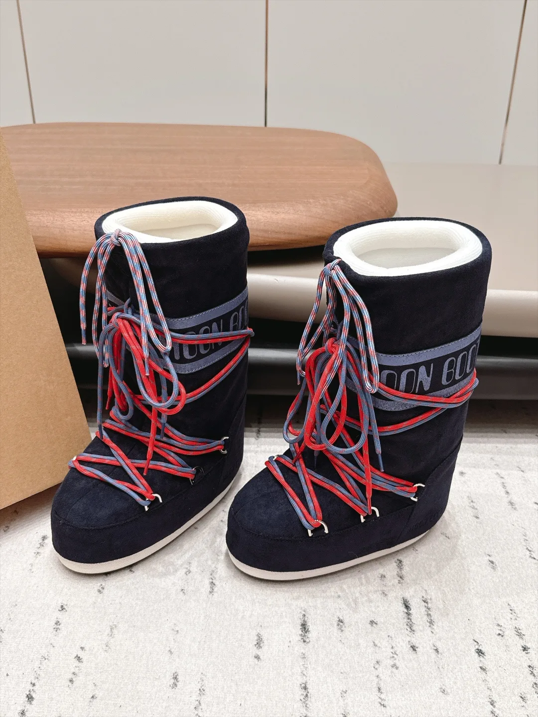 Moon Boot Lace-Up Snow Boots in Blue · view 2