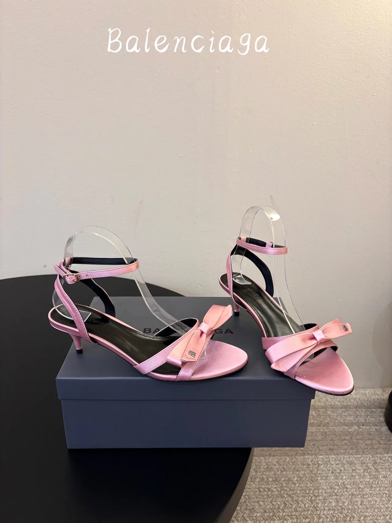 Balenciaga Silk Ankle Strap Sandals in Pink · view 4