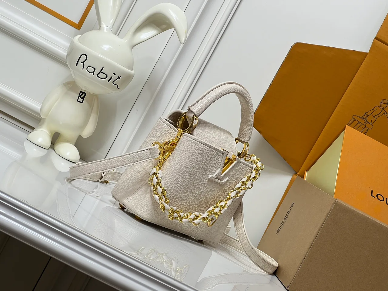 Louis Vuitton Cowhide Top-Handle Bag in White · view 2