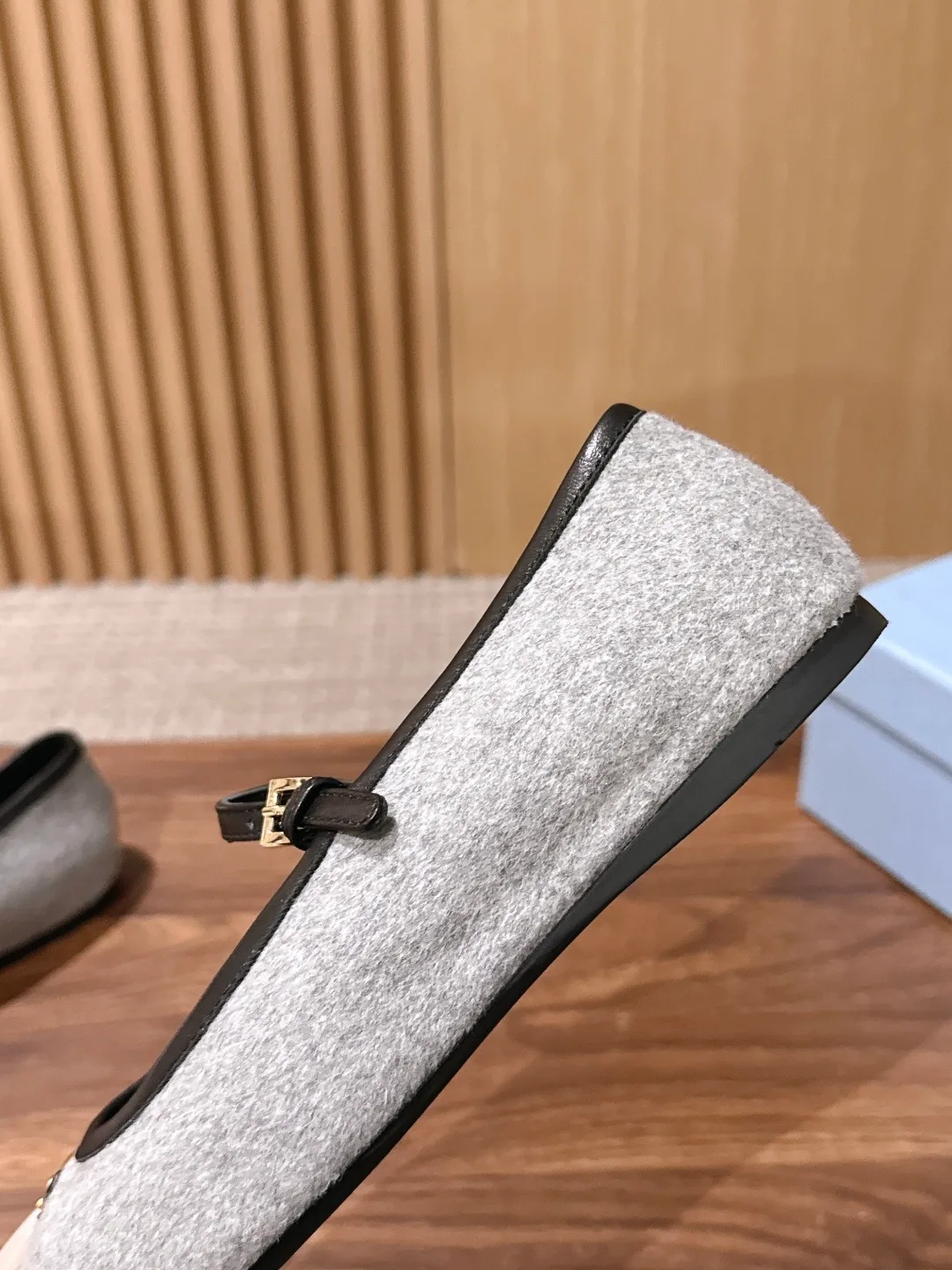 Prada Mary Jane Flats in Grey · view 7