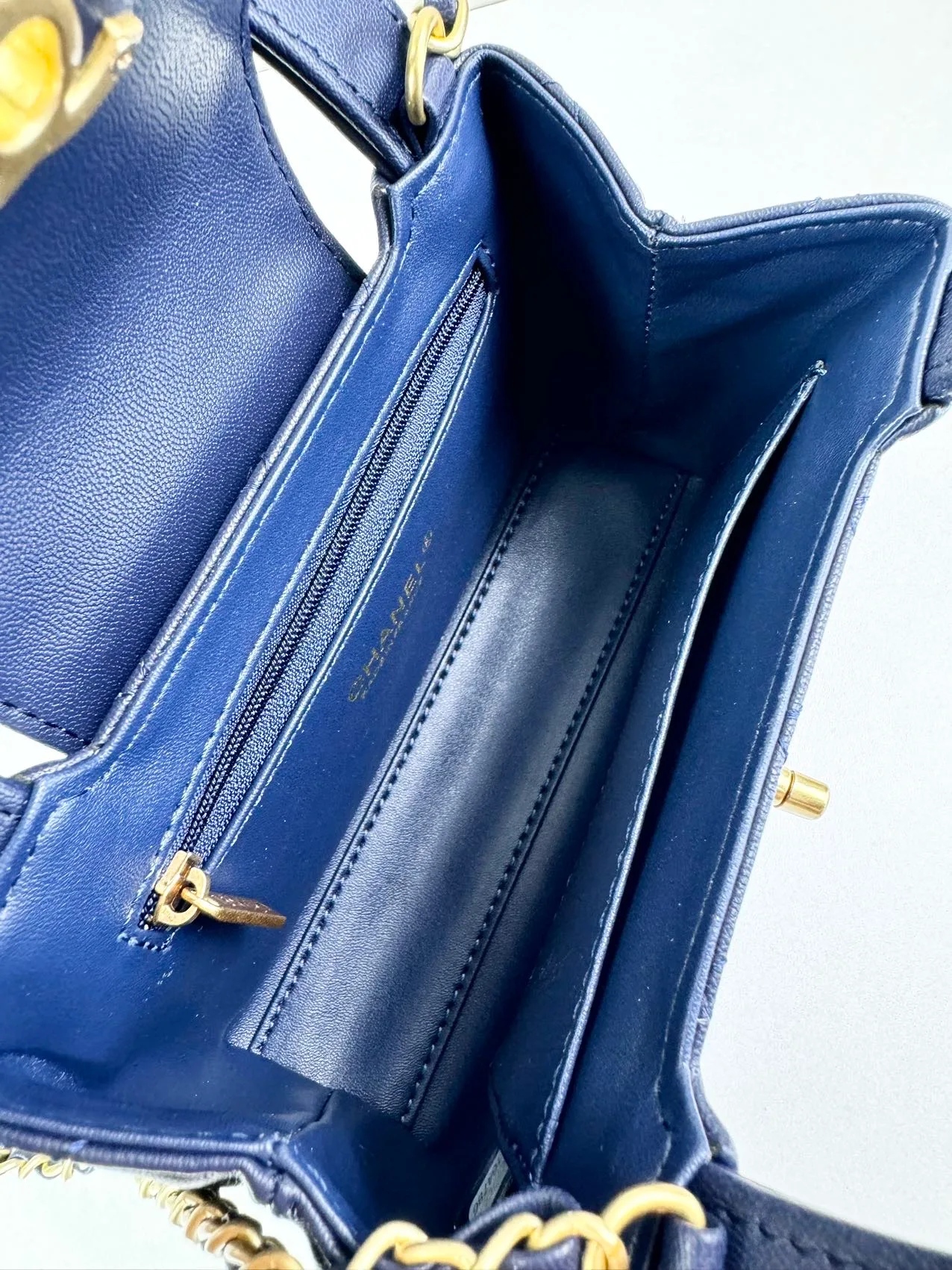Chanel Quilted Top-Handle Bag in Blue · view 8