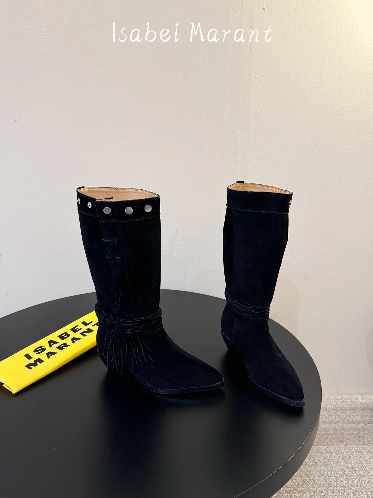 Isabel Marant Suede Suede-Look Pointed-Toe Knee-High Boots in Black · view 2
