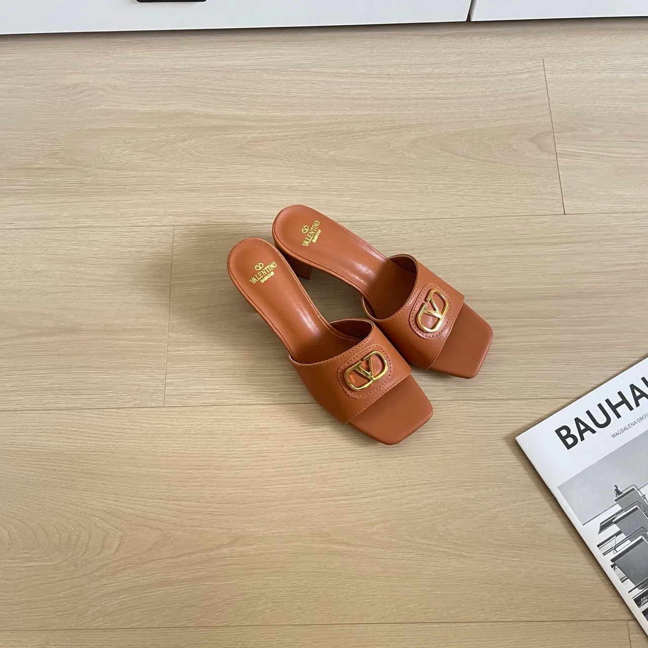 Valentino Sheepskin Mules in Brown · view 3