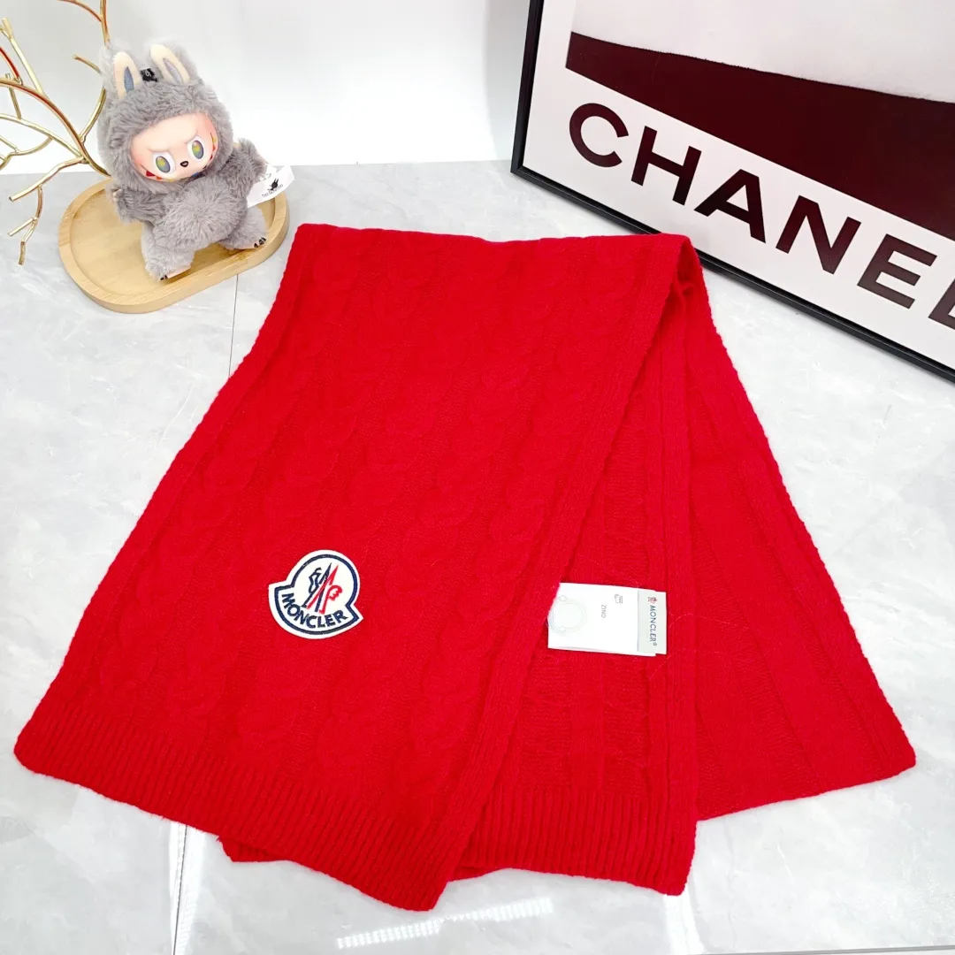 Moncler Wool Ribbed Hat Scarf and Gloves Set in Red · view 8