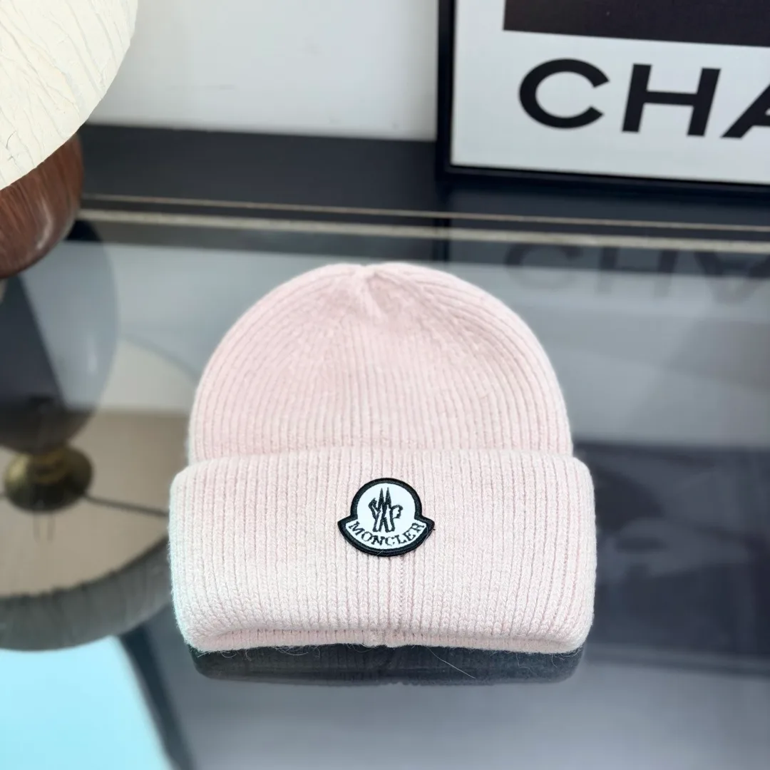 Moncler Ribbed Beanie in Pink · view 1