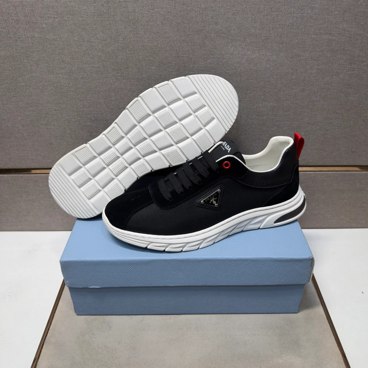 Prada Leather Sneakers in Black · view 8