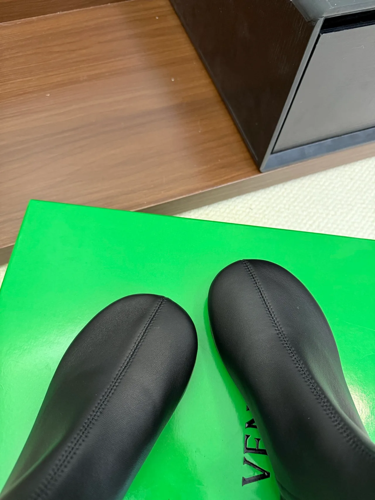 Bottega Veneta Sheepskin Glossy Ankle Boots in Black · view 8