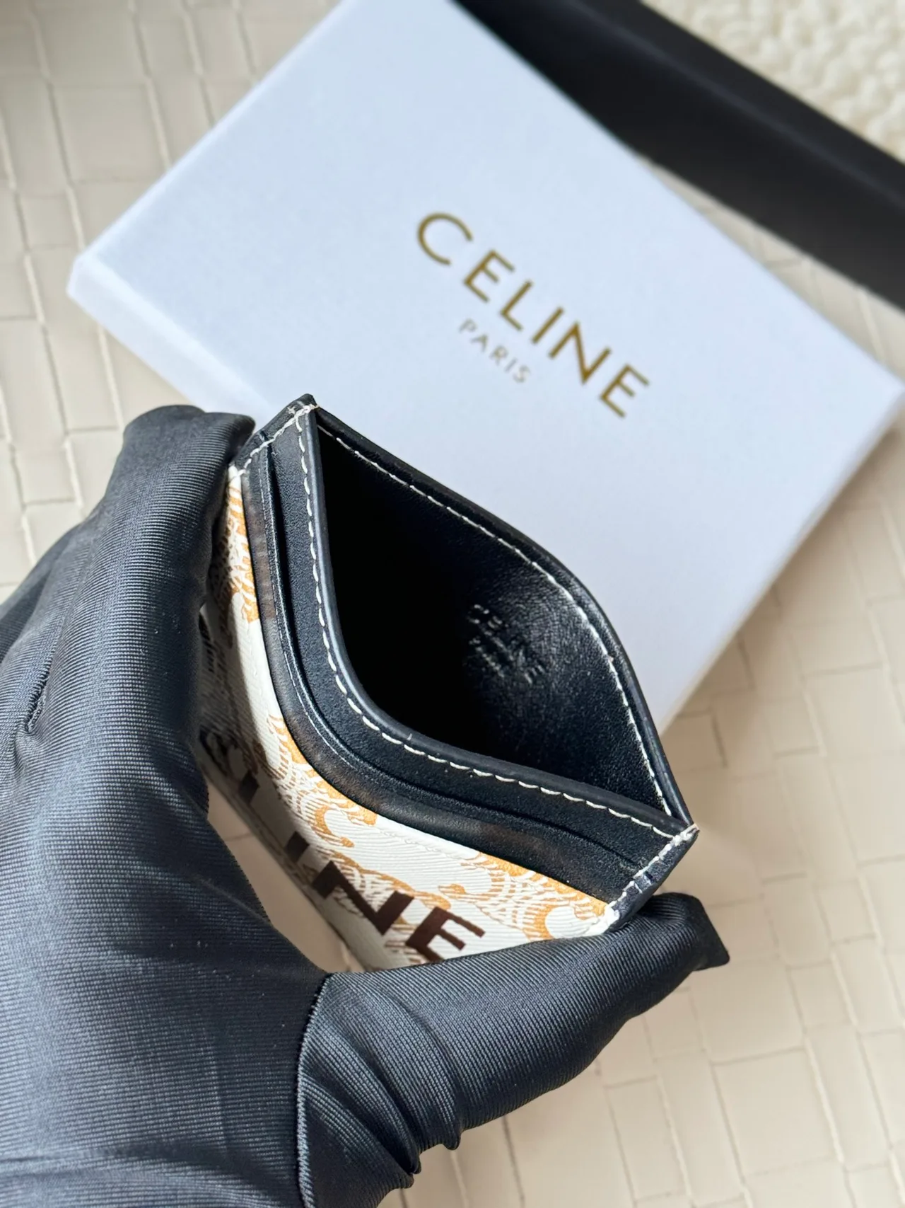Celine Zip Cardholder in White · view 6