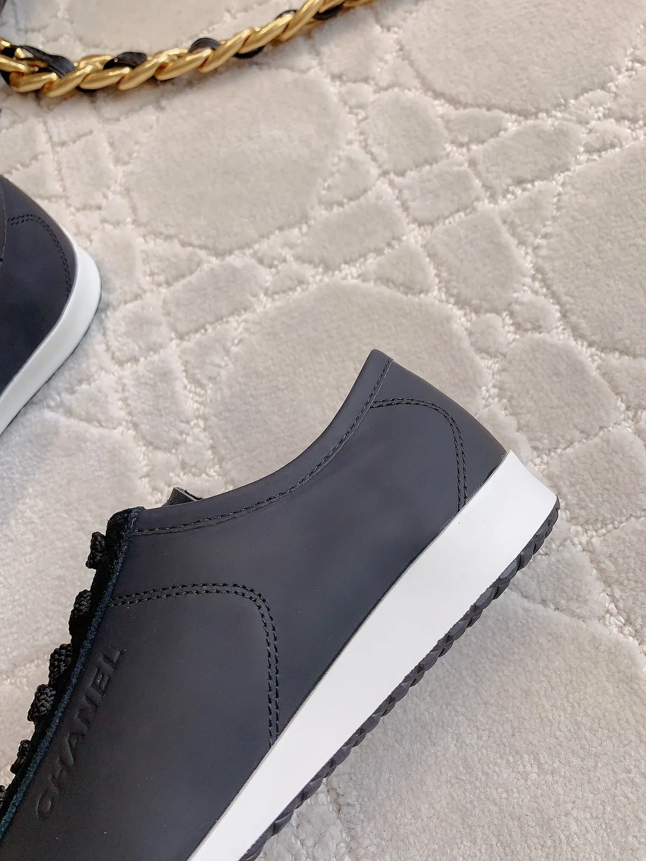 Chanel Cowhide Smooth Sneakers in Grey · view 8