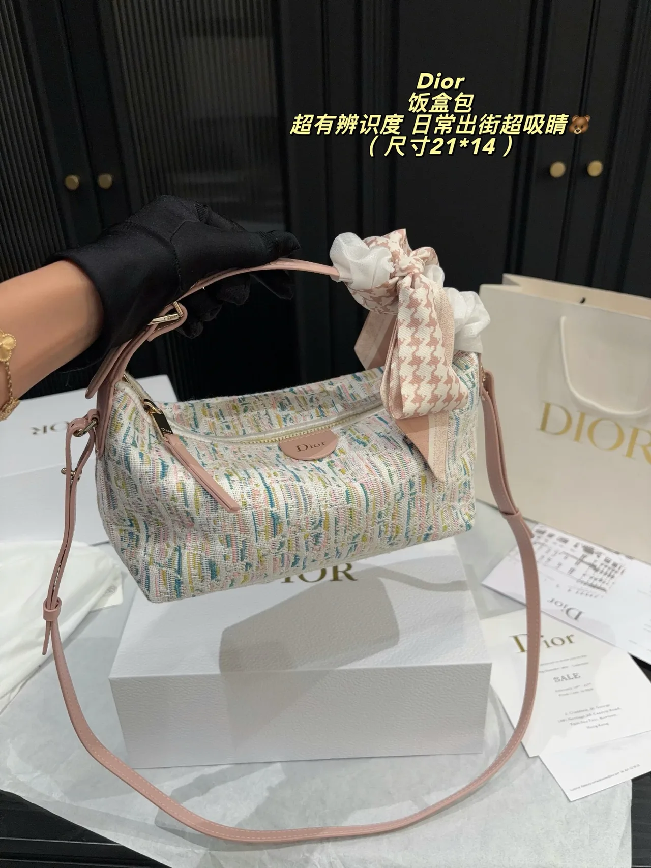 Dior Leather Hobo Bag in White · view 3