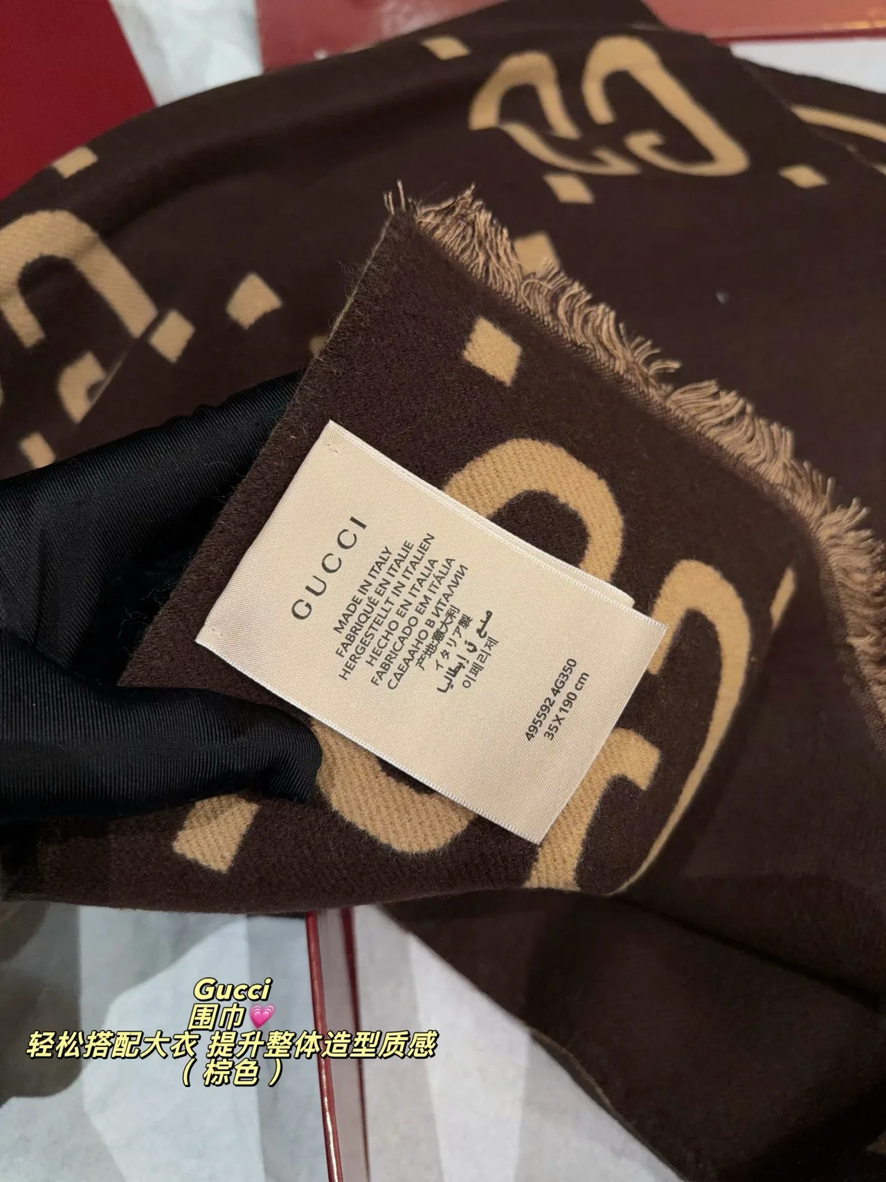 Gucci Reversible GG Scarf in Brown & Beige · view 6