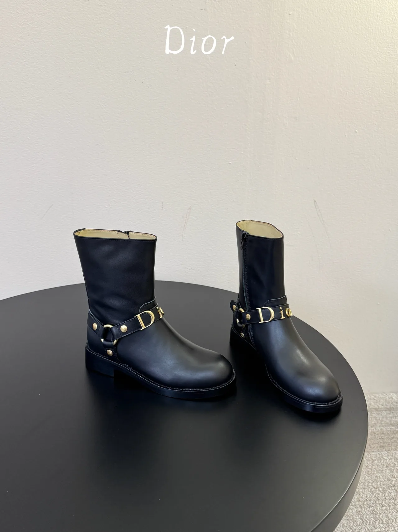 Dior Round-Toe Ankle Boots in Black · view 4