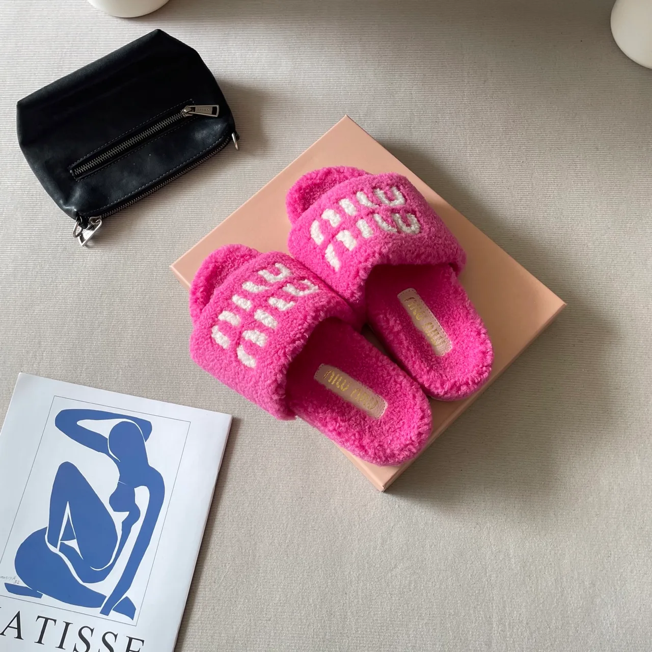 Miu Miu Wool Slippers in Pink · view 4