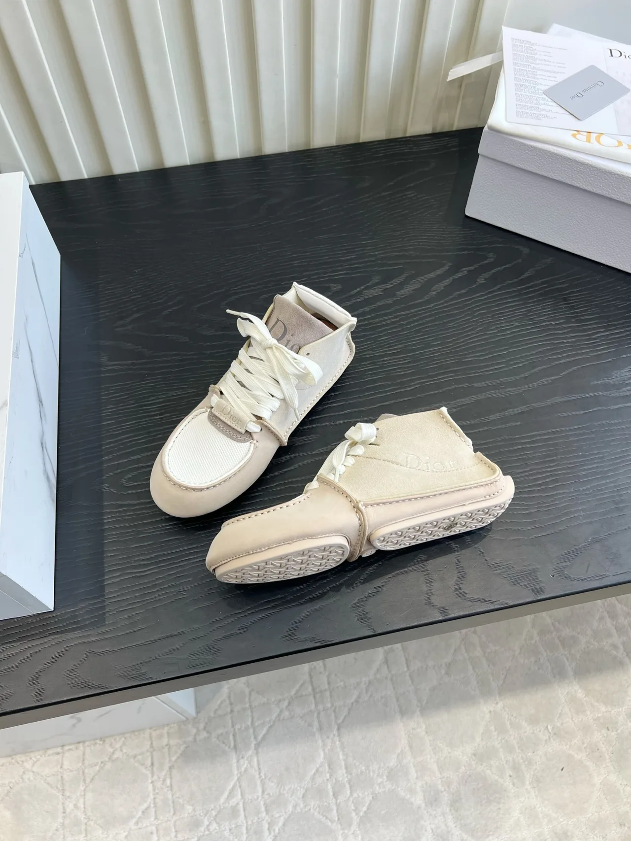 Dior Cowhide High-Top Sneakers in Beige · view 4
