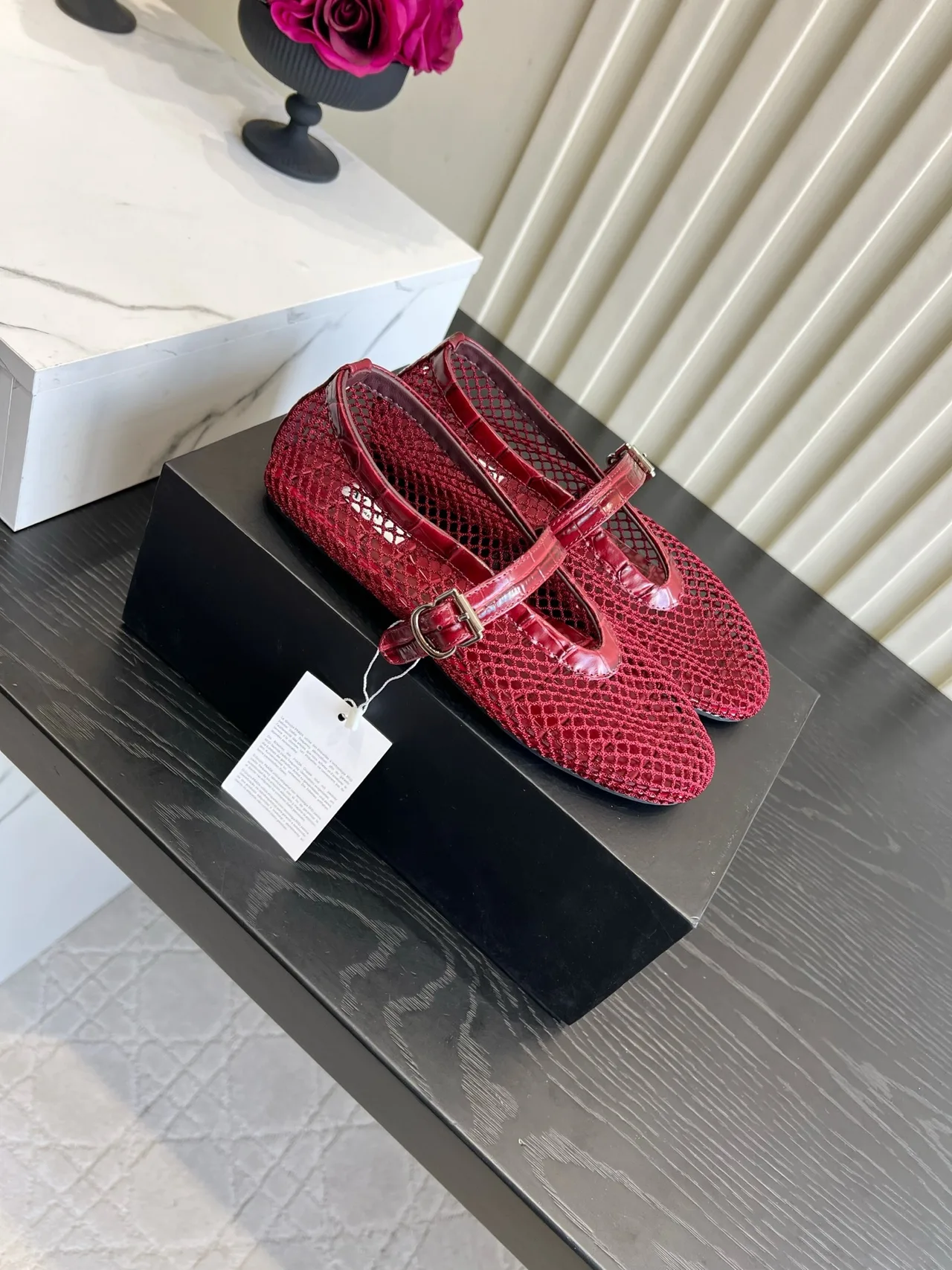 Alaia Sheepskin Ballet Flats in Red · view 3