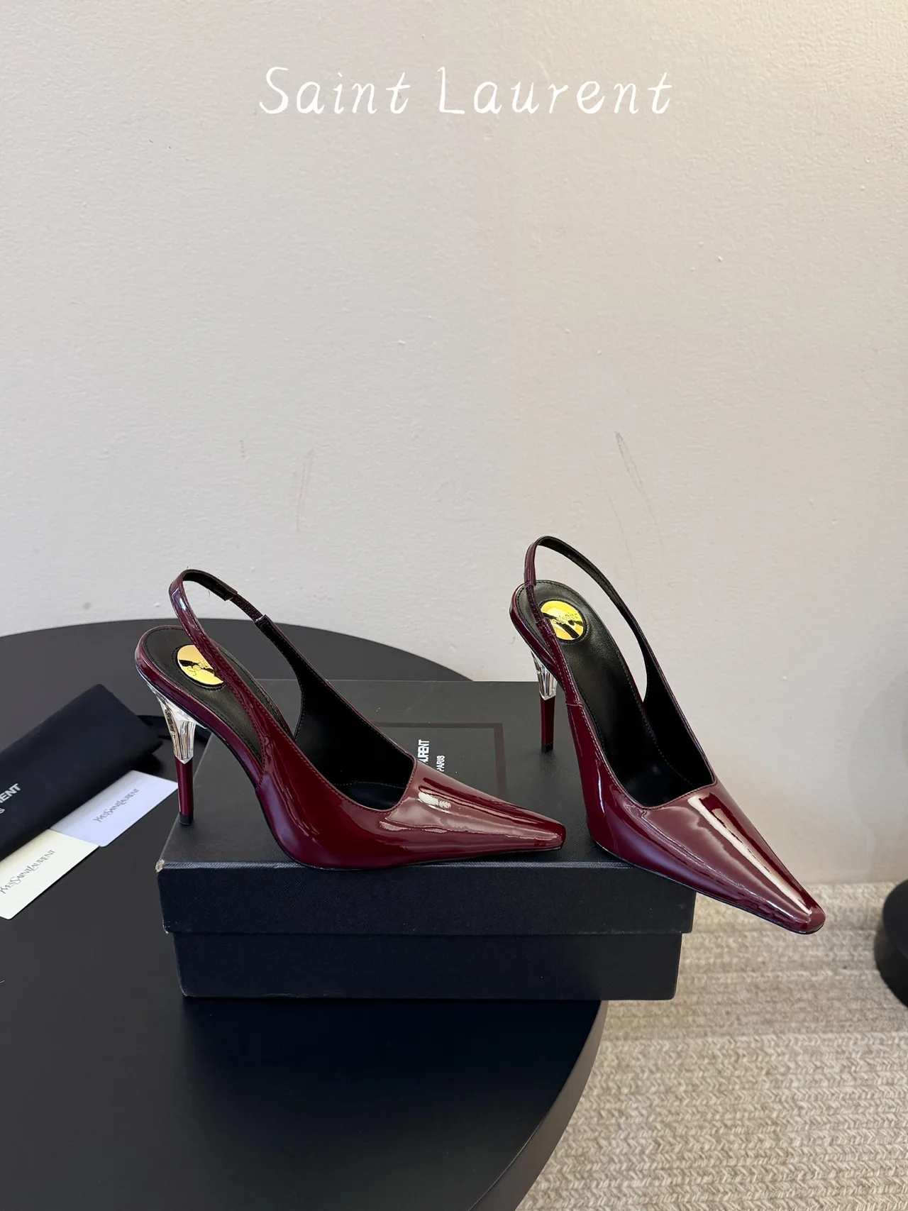 Saint Laurent Pointed-Toe Pointed Slingback Pumps in Burgundy · view 4