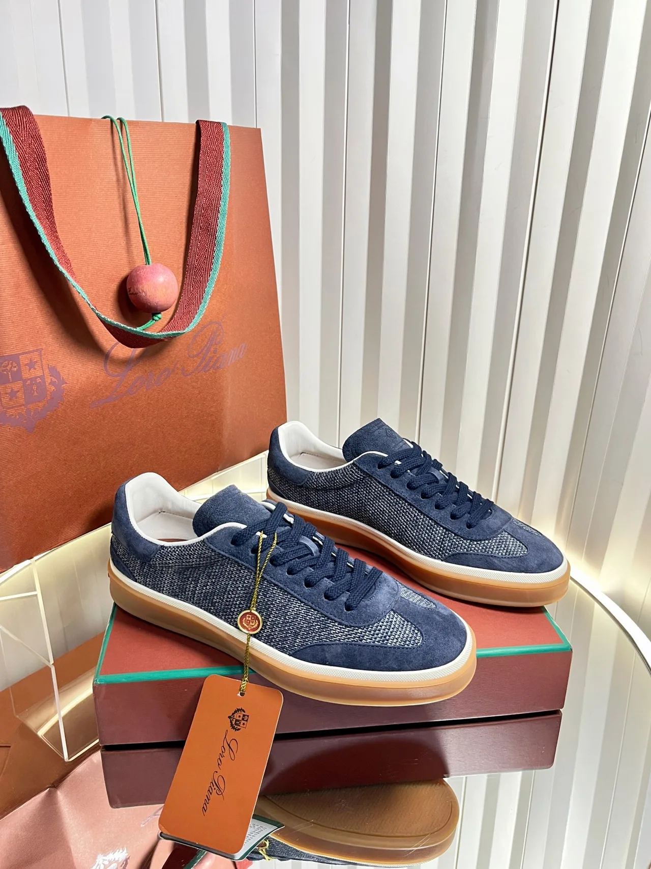 Loro Piana Cashmere Low-Top Sneakers in Blue · view 2