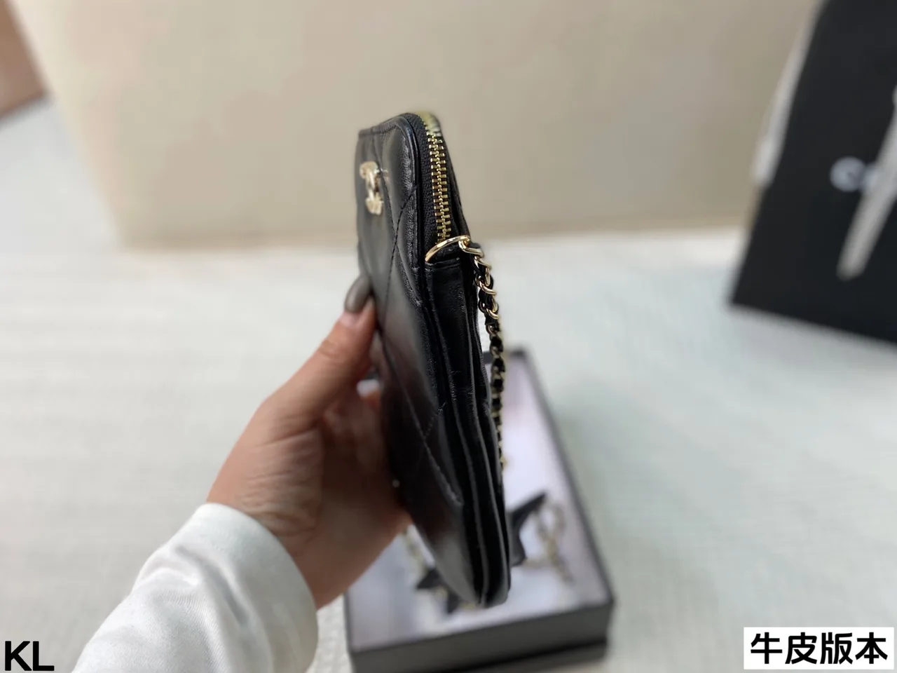 Chanel Cowhide Phone Pouch in Black · view 6