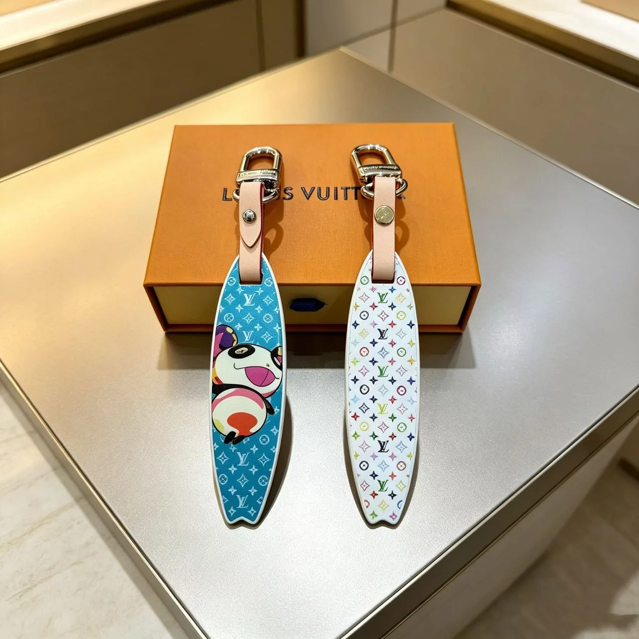 Louis Vuitton Glossy Reversible Surfboard Keychain in Blue · view 2